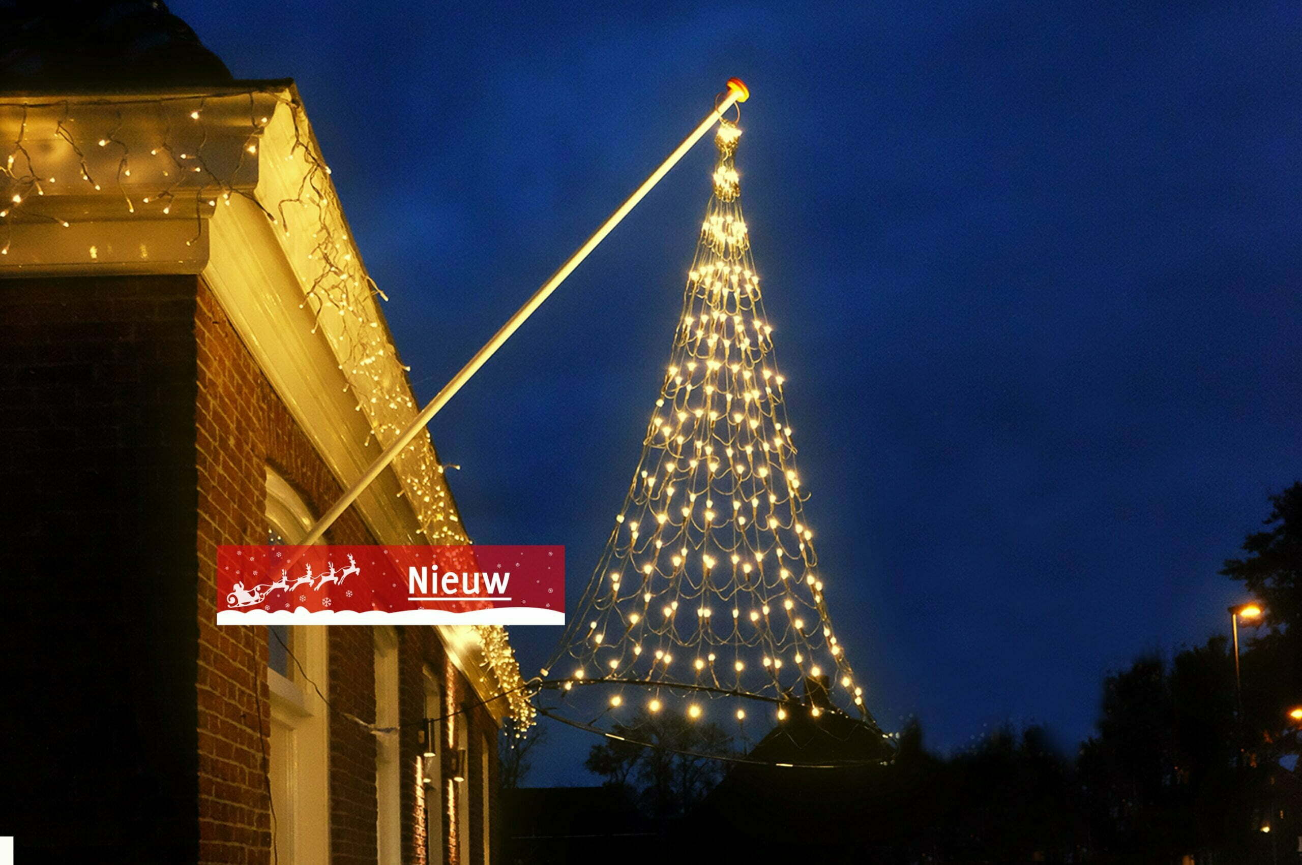 Vlaggenmast Kerstverlichting 400 LED 3D Warmwit - Afbeelding 5