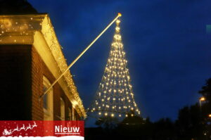 Vlaggenmast Kerstverlichting 192 LED 3D warmwit gevelmodel